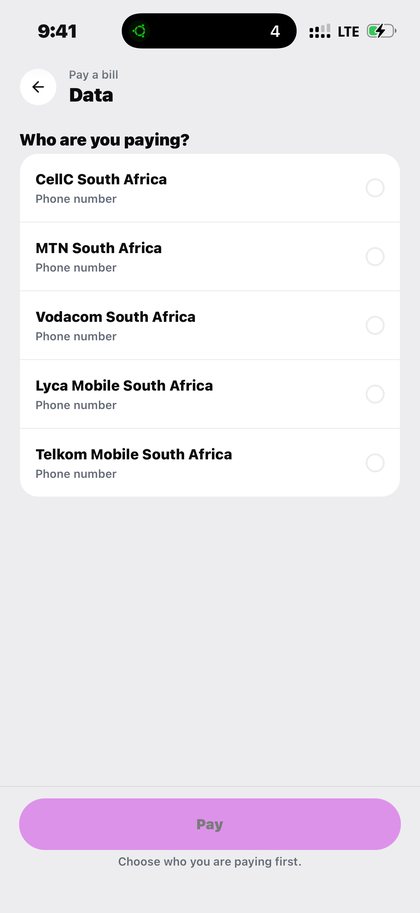 Choosing a mobile network for a data bundle on Kpali — Buy a data bundle · Kpali app