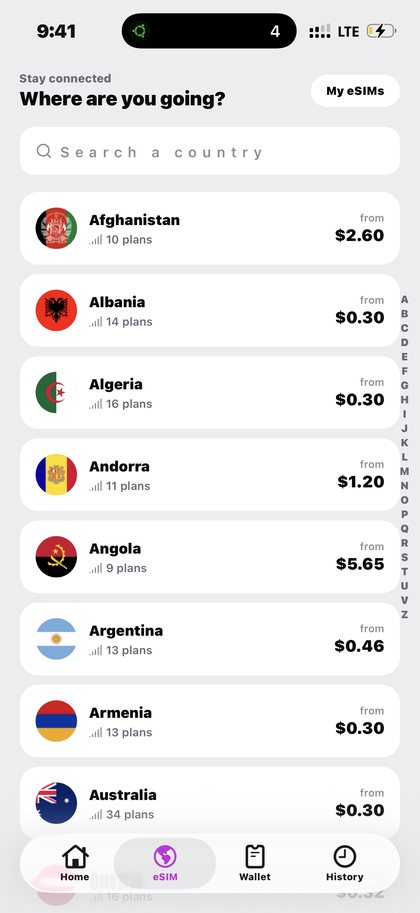 Kpali travel eSIM country list with flags and starting prices — Are you in Nairobi and need travel data? · Kpali app